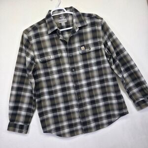 Carhartt Shirt Men M Green Brown Original Fit Hubbard Flannel Plaid Classic Work